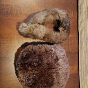 Vintage Girl's Brown Fur Muff/Purse & Earmuffs/Headband